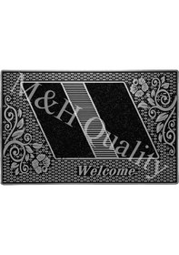 Resim Çiçekli Modeli Welcome Yazlı Kapı Önü Paspası Gri Rengi Gri 