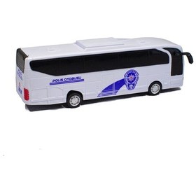 Resim Oyuncak Otobüs Polis Otobüsü Sürtmeli Beyaz 22 Cm 