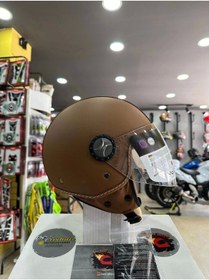 Resim Sway FS701 Deri Kaplama Yarım Motosiklet Kaskı (Kahverengi) 