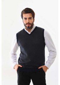 Resim Pelikan Erkek V Yaka Desenli Yün Süveter 4p17 Lacivert 