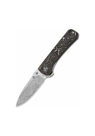 Resim Qsp Hawk Bakır Folyo Karbon Fiber Sap Liner Lock Lamine Damascus Çelik Qs131-s Kum 