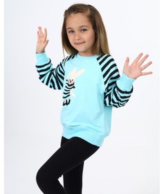 Resim Toontoy Kids Toontoy Kız Çocuk Nakışlı Sweatshirt Su Yeşili 