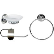 Resim New Banyo Set 1 K Havluluk+y Havluluk+k Sabunluk Kağıt Havluluk+yuvarlak Havluluk+katı Sabunluk Krom 