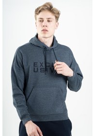 Resim Maraton Sportswear Comfort Erkek Kapşonlu Takma Kol Basic Laciver Sweatshirt 22359-laciver Lacivert 