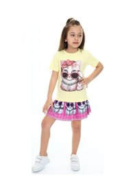 Resim Sevimli Kedi Etek Tişört Kahverengi - Beyaz 