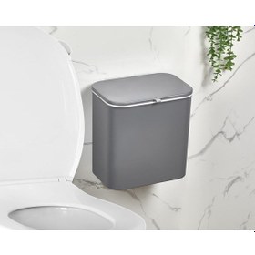 Resim 15 Litre Fonksiyonel Kapaklı Banyo Ve Mutfak Tezgahüstü Çöp Kovası Dolap Ve Duvar Aparatlı 15 Lt. Antrasit Gri 