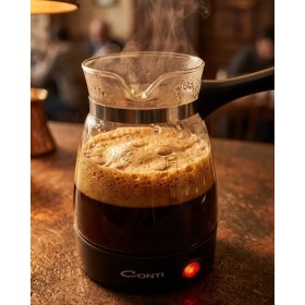 Resim Cam Cezveli Türk Kahvesi Makinesi 650W 5 Fincan Kapasiteli Elektrikli Kahve Makinesi 