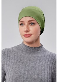 Resim Sonbaharmoda Kadın Tesettür Hazır Pratik Geçmeli Bone Lastikli Kaymaz Fıstık Yeşili Mint Yeşili 