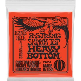 Resim Ernie Ball 2624 8-String Skinny Top Heavy Bottom Nickel Wound Elektro Gitar Teli (9-80) 