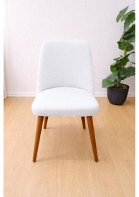 Resim Mutfak Sandalye Kılıfı-büyük Oval Likral Kum Desen Yıkanabilir Lastikli Sandalye Örtüsü Chair Cover Krem 