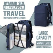 Resim Ryanair Boyutu 40x20x25cm Seyahat Sırt Çantası - Büyük Kapasite, Çoklu Katmanlar, Dayanıklı Naylon, 14 İnç Laptopu Tutabilir, Kısa Seyahatler ve Koltuk Depolama İçin İdeal, Unisex, Düz Renk, Laptop Taşıma Çantası, Koltuk Altı Çantası, Minimalist Tasarım, Güvenli Fermuar Kapatma 