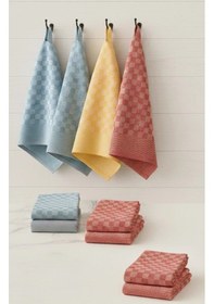 Resim 6lı Mutfak Kurulama Bezi 45x65 Cm Pötikare Desen Çok Renkli 