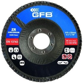 Resim Gfb 10 Adet Zirkonyum Flap Disk Zımpara 115 MM-100 Kum 