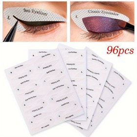 Resim 32 Çift Göz Makyaj Şablonları, Eyeliner Kalıp Şablonları, Sahne Makyajı, Kokusuz Dokumasız Göz Farı Yapışkanlı Eyeliner Kozmetik Yardımcısı Stickerlar, Kolay Uygulama ve Temizleme, Yeni Başlayanlar İçin İdeal Nine-Tailed Fox Eyeliner Kalemi 
