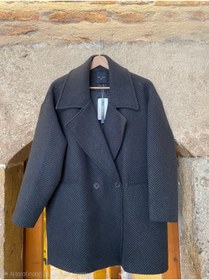 Resim Hilals Butik Oversize Standart Beden BalıkSırtı Desenli Kısa Kaşe Kaban 
