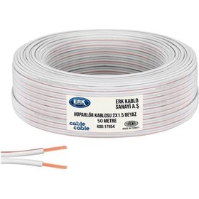 Resim 50 Metre Hoparlör Elektrik Ve Ses Kablosu Kordon 2X1.5 Beyaz (551515142) 