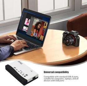 Resim USB 2.0 Kart Okuyucu,USB 2.0 Çoklu Kart Okuyucu | 6'sı 1 Arada Tasarımlı USB Kart Okuyucu - Kamera İçin Yüksek Hızlı Kart Okuyucu, Önizleme ve Paylaşma, Bilgisayarlar İçin Tak ve Çalıştır 