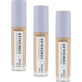 Resim Assess Store Pastel Eye Cream + Hydrating Satin Concealer - Göz Kremi + Göz Altı Kapatıcısı, 64 Medium Light, 4,3 ml (3 Paketi) 