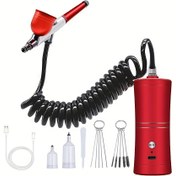Resim Kompresörlü bir set hava fırçası kiti, uzatma tüpüyle otomatik el tipi hava fırçası, 0.3mm nozul, şarj edilebilir taşınabilir hava fırçası, boyama, tırnak sanatı, kuaför, DIY, model renklendirme için uygun, Kadınlar için tatil hediyesi 