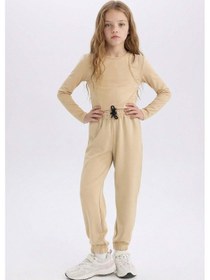 Resim DeFacto Kız Çocuk Beli Lastikli Cepli Jogger Eşofman Altı D9622A825SMBG203 Bej 