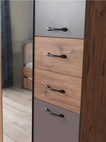 Resim Aynalı 3 Kapılı 2 Çekmeceli Gardırop Elbise Dolabı 130x50x210cm 