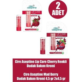 Resim Cire Aseptine Lip Care Cherry Renkli Dudak Bakım Kremi 4,5 Gr+cire Aseptine Mad Berry Dudak Bakım Kremi 4,5 Gr 