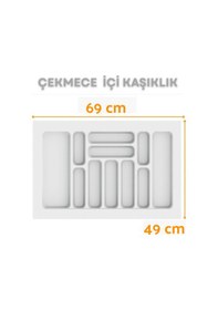 Resim Çekmece İçi Kaşıklık Ve Kepçelik Düzenleyici Beyaz 69x49 Cm 62x40 Cm Kadar Kesilebilir Beyaz 