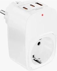Resim Tekli Yüksek Voltaj Korumalı Duvar Prizi 2x Type-c 1x Usb Çıkışlı Priz Grup Priz Çoğaltıcı Beyaz Belirtilmemiş 