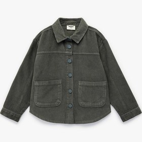 Resim Koton Pamuklu Uzun Kollu Oversize Kadife Gömlek Gri 6wkg60019aw Gri 