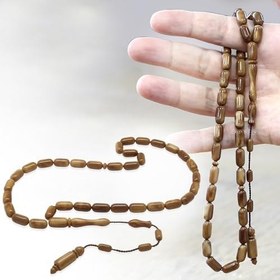 Resim Sistemli Kolye Kesim Açık Kahverengi Cilalı Kuka Tesbih 
