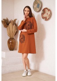 Resim Darlin Moda Taba Baskılı Düğme Detaylı Tunik DM60346 Çok Renkli 