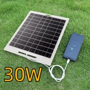 Resim 1x 30W USB Portlu Güneş Paneli - Telefonlar, Fenerler ve Pervaneler için Pil Şarj Cihazı | Dayanıklı Hafif ve Kompakt Kamp Seyahat Temel Power Bank İstasyonu 