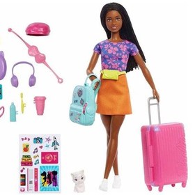 Resim Barbie Brooklyn Seyahatte Bebeği ve Aksesuarları HGX55 