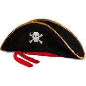 Resim Yetişkin Boy Kadife Jack Sparrow Denizci Kaptan Jack Korsan Şapkası 50X20 CM 