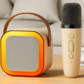 Resim Zineets Işıklı Yüksek Ses Party Box Bluetooth Hoparlör Taşınabilir Şarjlı Ses Sistemi Kablosuz Karaoke Mic 