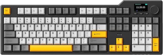 Resim Coverzone Ajazz AK35i V3 Kablosuz Mekanik Oyuncu Klavyesi-Gasket Gövde Yapısı Dinamik RGB-TFT Ekranlı Siyah\u002FAvakado Switch 