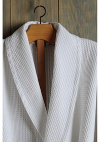 Resim Formeya Gofret Desen Beyaz Lüks Bornoz Çeyizlik Bornoz L/xl Beyaz 