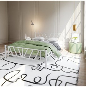 Resim Gardenya Çift Kişilik Metal Karyola A Kalite, Ses Çıkarmaz ,ölçülü Model Karyola Beyaz 