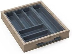 Resim tify Mutfak Çekmece Içi Düzenleyici, Kaşıklık 39Cm X 48Cm Yanlar Ve Boydan 4Cm Kesilebilir, Antrasit 