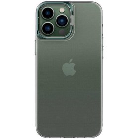 Resim CaseWorld Iphone 14 Pro Max Uyumlu Lens Standlı Sararmaz Şeffaf Silikon Kılıf Koyu Yeşil 