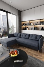 Resim ViennGarden L Köşe Takımı Oturma Grubu Kanepe Yataklı Ve Sandıklı 