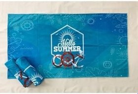 Resim Asyabayrak, Baskılı Plaj Havlusu KOD:06, Mavi, PLAJHAVLUSU6 