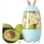 Resim Xinh Taşınabilir Elektrik Sıkacağı Ev Sıkacağı Kupası Blender Meyve USB Şarj Mini Smoothie Blender Sıkacağı Tavşan Şekli | Sıkacaklar (Mavi) 
