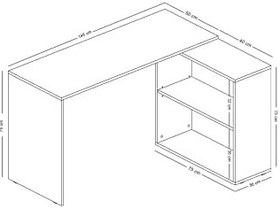 Resim L Çalışma Masası Bilgisayar Masası Dolaplı Kitaplıklı Meşe Beyaz 