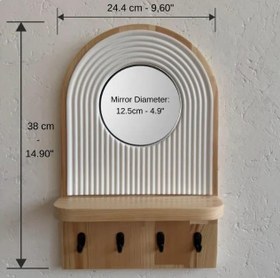Resim Aynalı Ahşap Duvar Hol Anahtar Askısı, Minimalist Dekoratif Modern Anahtarlık 