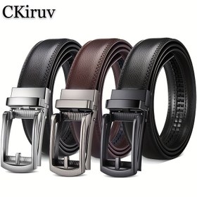 Resim CKIRUV Erkek Otomatik Tokalı Kemer - Premium PU Deri İş ve Günlük Kullanım için Ayarlanabilir Metal Toka, Delikli Detaylar, Siyah & Kahverengi Kot Pantolon ve Elbise Pantolonları İçin, Profesyonel Giyim Aksesuarı, Şık Dikiş 