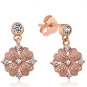 Resim Caelo Gümüş Kalp Yapraklı Çiçek Küpe 