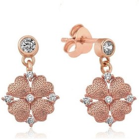 Resim Caelo Gümüş Kalp Yapraklı Çiçek Küpe 