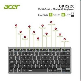 Resim Acer OKR220 Siyah MultiDevice Dual Mode 2.4GHZ Bluetooth Klavye (Smart Tv)(Android) 