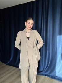 Resim Aec Prive Kadın Lüx Şal Detaylı Blazer Ceket Takım-2843 - L 